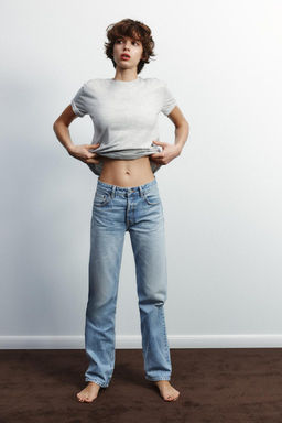 TRF STRAIGHT-LEG MID-RISE JEANS - Zara фото 13