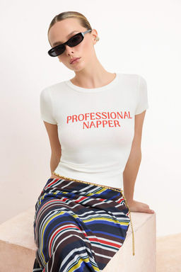 Gri Melanj Fitted/Vucuda Oturan K?sa Kollu Pamuk Ribana Orme T-Shirt TWOSS26TS00126 - Trendyolmilla фото 5