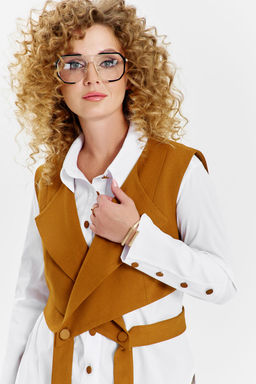 Костюм Euro Moda 622 горчичный+белый