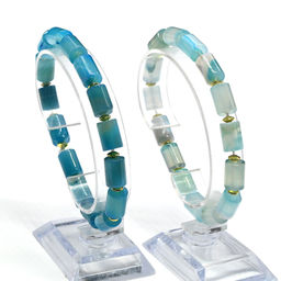 Браслет из агата тонированного цилиндр 8*12мм цв.голубой, 18см