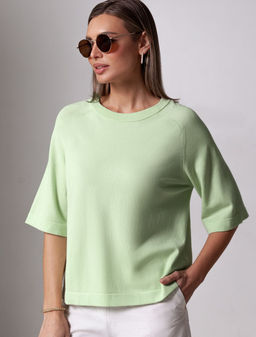 Свободный джемпер с рукавом 3/4 тонкой вязки из вискозы