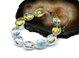 Браслет из циркона овал 12*16мм, цв.хрусталь хамелеон, 18см