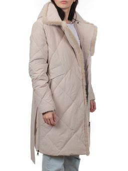 309 BEIGE Пальто зимнее стеганое женское (200 гр. холлофайбер, натуральная норка) - Fashion фото 6