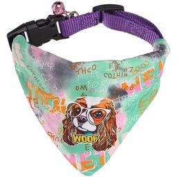 Цена за 2 шт. Ошейник с банданой и колокольчиком для кошек и собак мелких пород "Стильный БРО", цвет зеленый, рS/16*11см (лейбл)