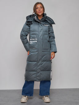 Пальто утепленное молодежное зимнее женское темно-зеленого цвета 5873TZ - Mtforce фото 7