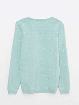 Bisiklet Yaka Puantiyeli Uzun Kollu K?z ?ocuk Triko Kazak - Waikiki фото 2