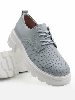 03-HY11-3D GRAY/LT. BLUE Полуботинки летние женские (натуральная кожа)
