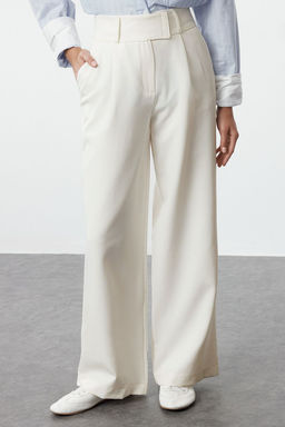 TRENDYOLMILLA Beyaz Bel Detayl? Straight/Duz Kesim Dokuma Kumas Pantolon TWOAW25PL00038 фото 3