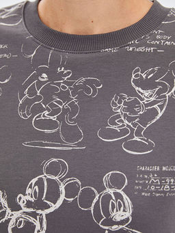 Bisiklet Yaka Mickey Mouse Bask?l? Kad?n Sweatshirt Tunik