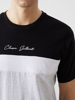 Bisiklet Yaka K?sa Kollu Renk Bloklu Erkek Ti??rt