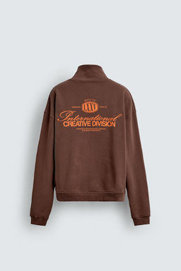 SUDADERA CUELLO CREMALLERA TEXTOS CONTRASTE / Marr?n - Zara фото 8