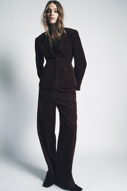 ZW COLLECTION WIDE-LEG CORDUROY TROUSERS - Zara фото 5