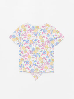 Bisiklet Yaka Bask?l? K?sa Kollu K?z ?ocuk Ti??rt - Waikiki фото 2