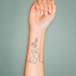 Цена за 6 шт. Переводная тату на тело чёрная Контур. Силуэт девушки, 6?10.5 см