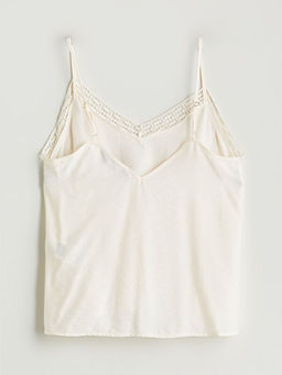 V Yaka Dantel Detayl? Ask?l? Kad?n Pijama ?st