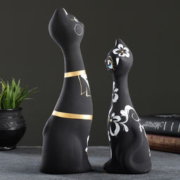 Набор фигурок керамика «Love Коты», 2 шт., чёрные, 7×9×24 см