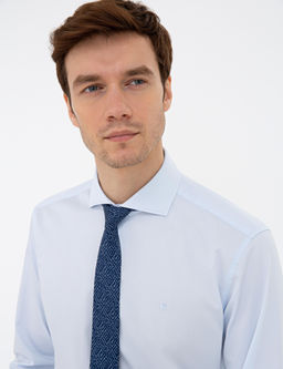 Голубая базовая рубашка с длинным рукавом в современном стиле - Cacharel фото 2