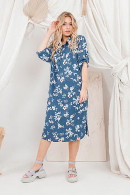 Платье AMORI 9642 синие цветы