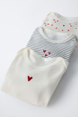 3-PACK OF HEART PRINT ROUND NECK BODYSUITS - Zara фото 5