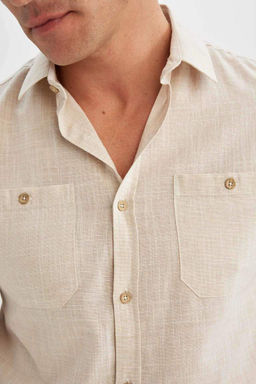 Рубашка Slim Fit из поплина с короткими рукавами - Defacto фото 5