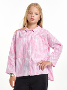 Рубашка в клетку для девочки UD 7956 роз.клетка - Mini maxi фото 6