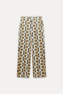 GEOMETRIC PRINT STRAIGHT-LEG TROUSERS - Zara фото 4