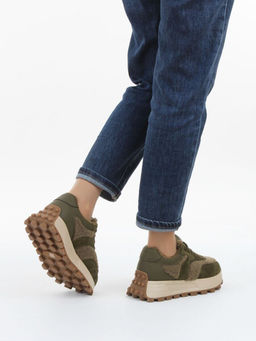 04-P118-2C GREEN Кроссовки демисезонные женские (натуральная замша, натуральная кожа, текстиль) - Алиса фото 2