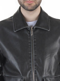 258209846 DK. GRAY Куртка мужская демисезонная (эко-кожа)