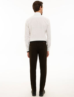 Koyu Kahverengi Slim Fit Kanvas Pantolon