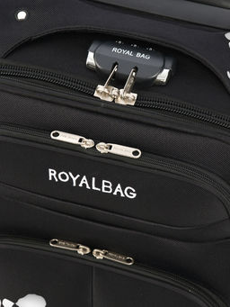 Чемодан на колёсах Royalbag маленький 46 л (S), на молнии, с увеличением, кодовый замок, 4 колеса, чёрный