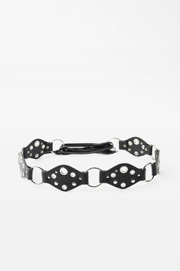 DIAMOND CONTRAST LEATHER BELT - Zara фото 4
