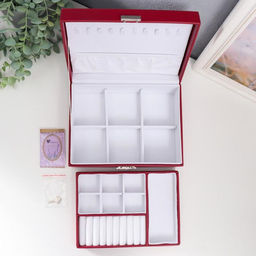 Шкатулка кожзам для украшений Бледно-розовая матовая 9х23х17 см - Simaland фото 3