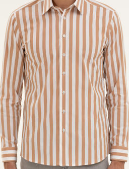 Kahverengi Slim Fit _izgili G_mlek