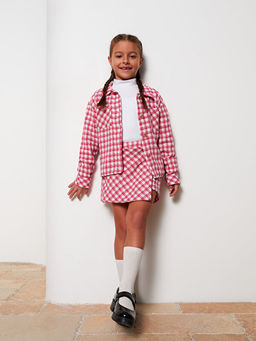 Ekose Uzun Kollu K?z ?ocuk G?mlek Ceket