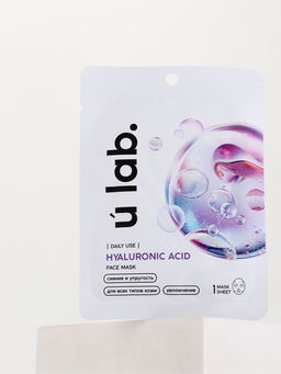 Цена за 3 шт. Маска для лица тканевая с гиалуроновой кислотой, увлажняющая, ULAB