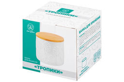 Банка д/хранения 800 мл 12*12*10,5 см Тропики с дер. крышк. с сил. упл. - Elan gallery фото 11