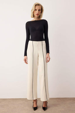 EXCLUSIVE Ozel Koleksiyon Ekru Biye Detayl? Straight/Duz Kesim Pantolon TWOAW26PL00120 - Trendyolmilla фото 2