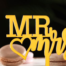 Цена за 5 шт. Топпер для торта Mr&Mrs, золото - Дарим Красиво фото 7