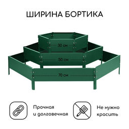 Клумба оцинкованная, 3 яруса, d=60100140 см, высота бортика 45 см, зелёная, Greengo  фото 2