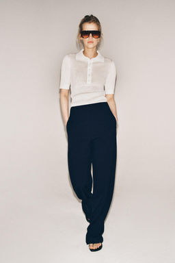 PANTAL?N WIDE LEG TIRO ALTO ZW COLLECTION / Marino - Zara фото 4