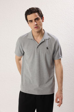 TRENDYOL MAN Gri Regular/Normal Kesim Nak?s Detayl? Polo Yaka T-shirt TMNSS25PO00017 - Trendyolmilla фото 2