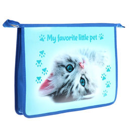 Папка для тетрадей А4, 245 х 340 х 50 мм, молния сверху, ламинированный картон, Серый котёнок на полу - Calligrata фото 2