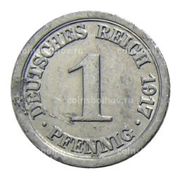 Монета 1 пфенниг 1917 года А Германия
