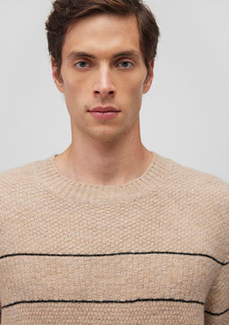 Cizgili Bej Kazak - Mavi фото 5