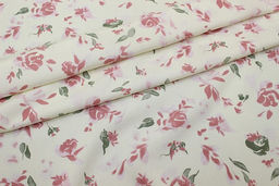 Штапель Пастельные розы на молочном, ш.1.45м, вискоза-100%, 100гр/м.кв - Купава фото 4