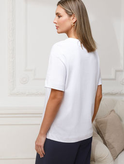 Футболка с принтом свободная из премиального 100% хлопка - Vilatte фото 3