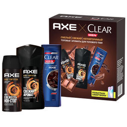 AXE+CLEAR набор Муж.DARK (део-спрей 150мл+ гель д/душа 250мл+шампунь CLEAR 200мл)