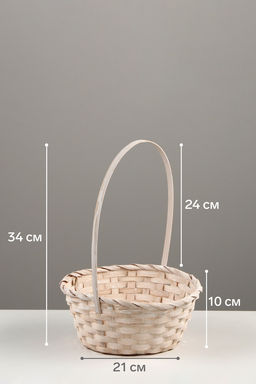 Корзина плетёная для хранения, бамбуковая, круглая, светлая, набор 3 шт.