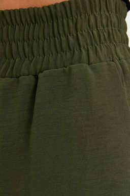 Haki Wide Leg/Genis Paca Beli Lastikli Dokuma Pantolon TWOSS22PL00024