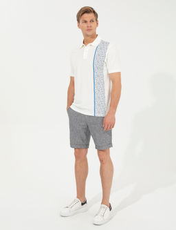 Lacivert Regular Fit Keten Kar___ml_ Bermuda _ort - Pierre cardin фото 3